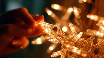Hand arranging Christmas lights
