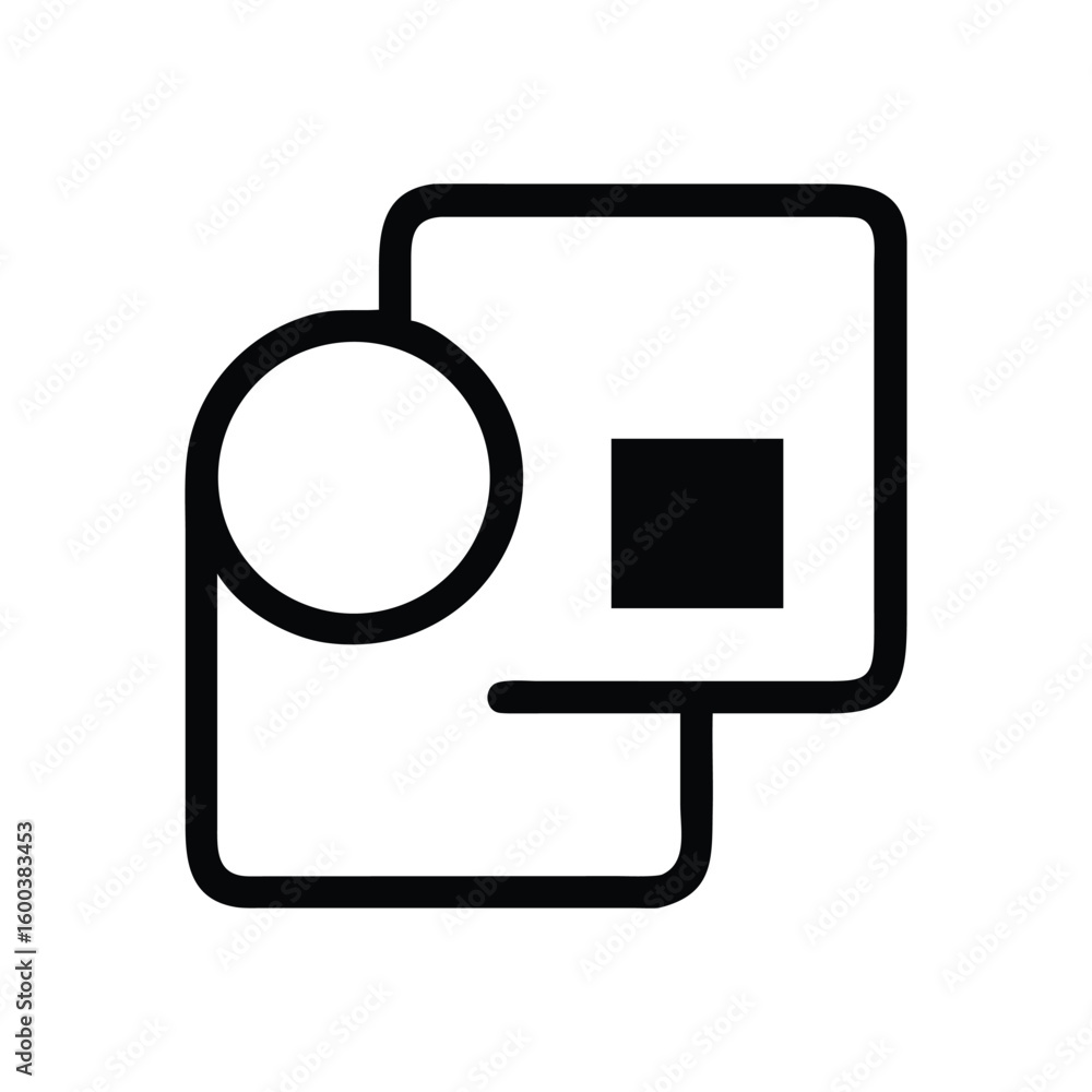 Poster geometric shapes interconnected with bold lines in simplistic design style
