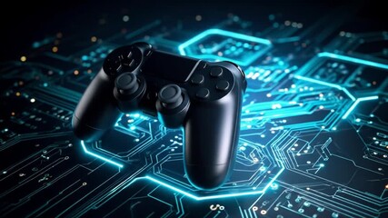 Gaming Controller on Circuit Board: High-Tech Entertainment and Connectivity - Powered by Adobe