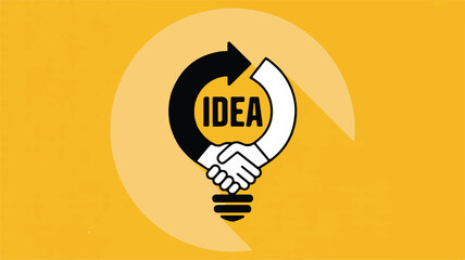 Idea Partnership: An illustrative conceptual image representing a collaborative exchange, with a stylized lightbulb symbolizing innovation and the central word IDEA signifying creativity.