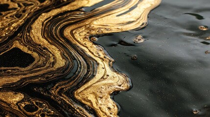 Abstract golden swirls on black background