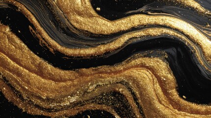 Abstract swirls of gold and black