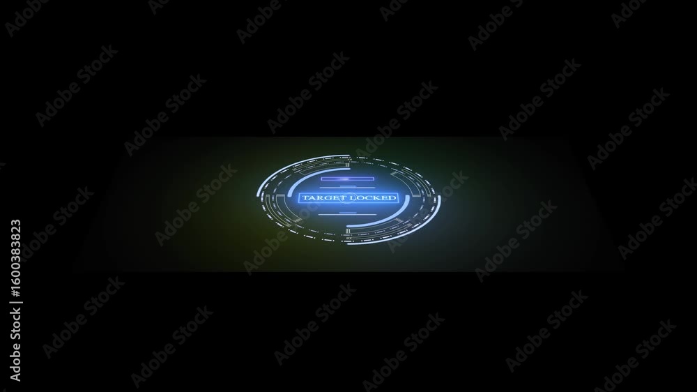Poster glowing of beautiful neon color and target locked a risk concept button on a visual display. artific