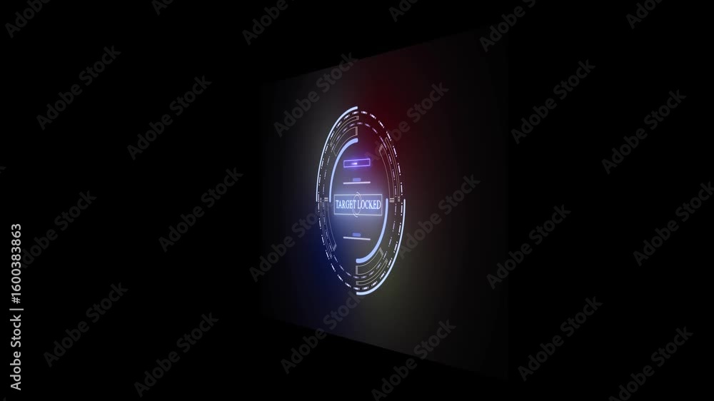 Poster glowing of beautiful neon color and target locked a risk concept button on a visual display. artific