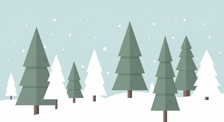 Obraz premium Winter Forest Scene with Snowflakes and Evergreen Trees