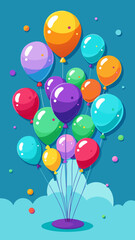 Obraz premium A vibrant bouquet of colorful balloons floating against a blue background