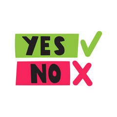 Yes No. Wrong and wright concept. Flat design. Illustration badge on white background.