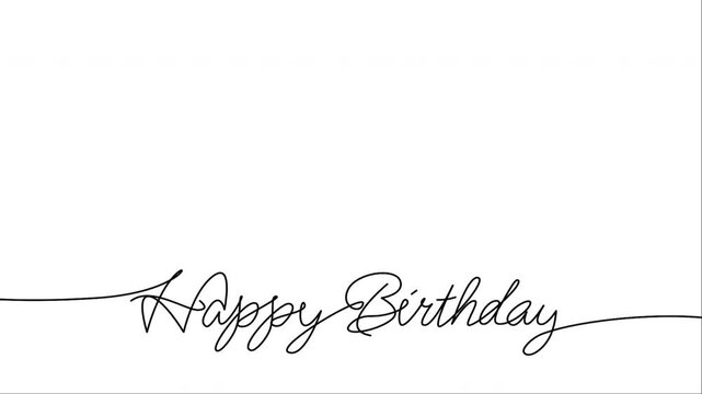 Lettering text of happy birthday Hand drawn calligraphy monoline