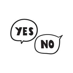 Yes and No speech bubbles. Vector design. Outline illustration on white background.