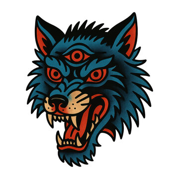 PNG Fierce mythical wolf illustration