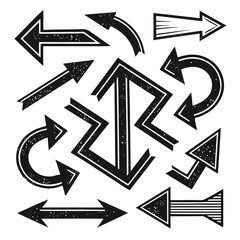 Grunge Arrow Set – Abstract Hand-Drawn Directional Symbols Collection