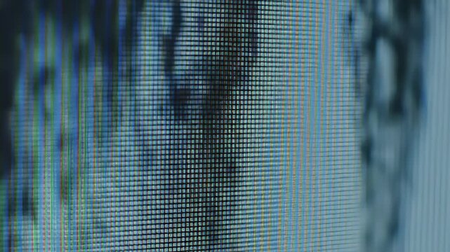 Microscopic view of LCD screen pixels, showing rgb cells and subpixel structure
