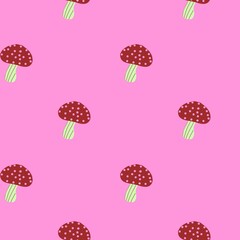 seamless pattern with mushroom. Kawaii design 