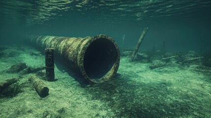 Submerged Rusty Pipes: An Underwater Exploration