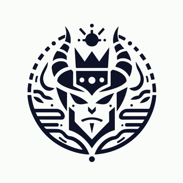 Royal Tribal Mask Vector with Crown and Geometric Symmetry