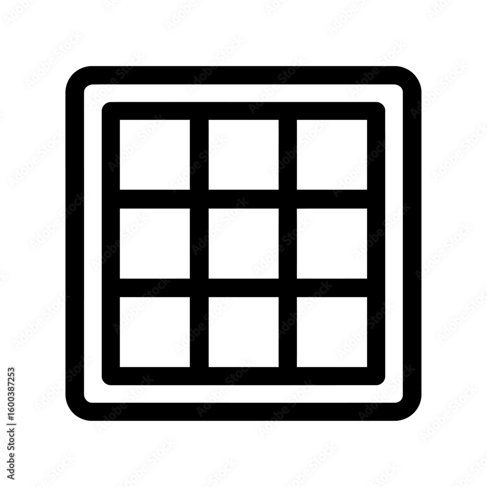 Poster simple black and white grid of nine squares outline icon - layout or pattern