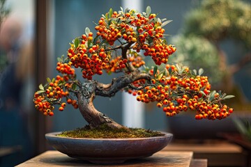 Ornate bonsai with vibrant berries