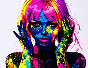 Naklejka premium Risograph Supermodel Portrait Photo Scene