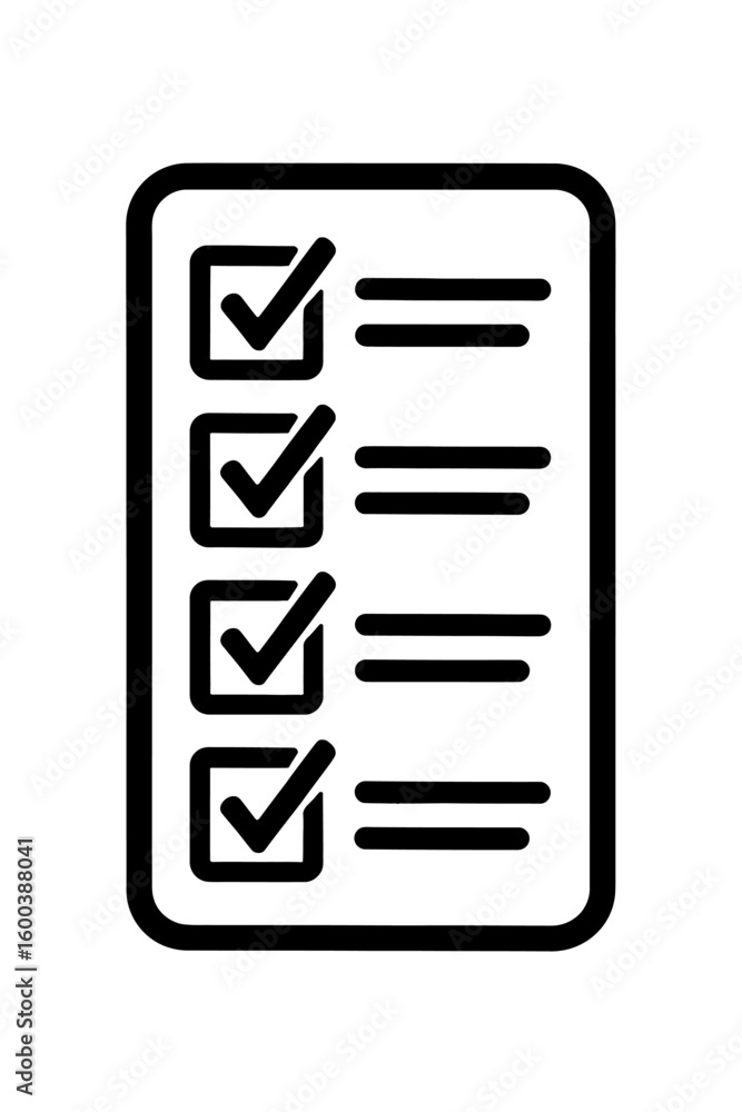 Poster completed checklist with all items marked - success and task completion