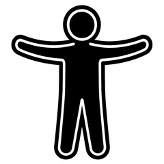 Simple Black Human Figure Icon with Outstretched Arms