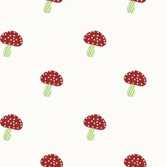 seamless background with mushroom. Kawaii design 