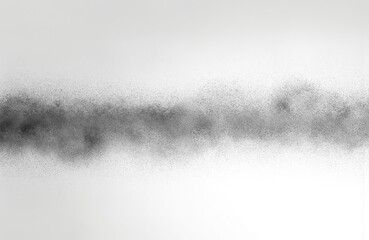 Abstract minimalist scene with line of black dots on white background. Small uniform dots create sense of movement. Dark gray foreground adds depth. Geometric pattern, futuristic design, digital art,