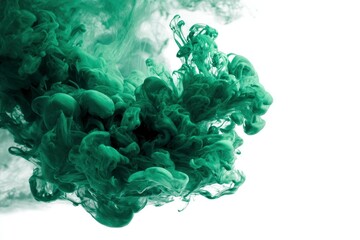 Green smokelike plume on a white background abstract texture