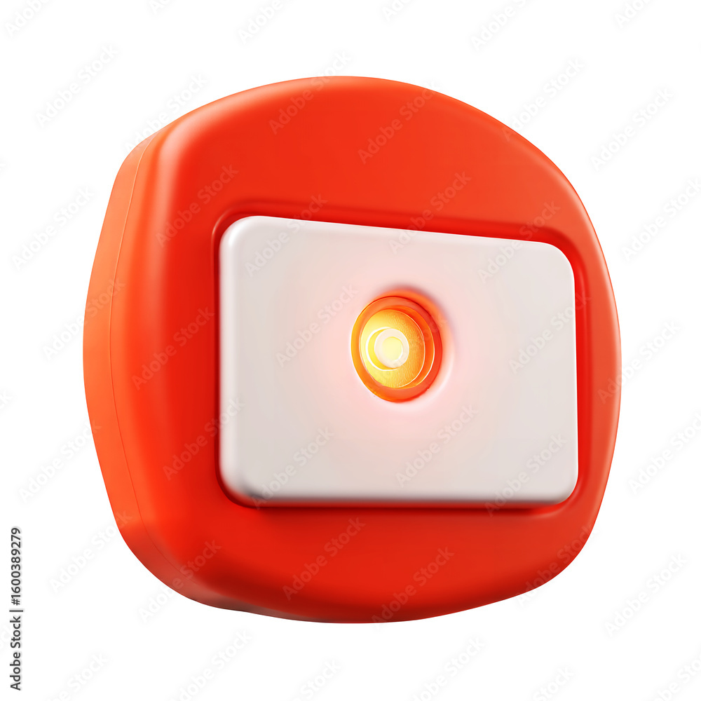 Fototapete a close up view of a red and white object with a bright light in the center on transparent backgroun