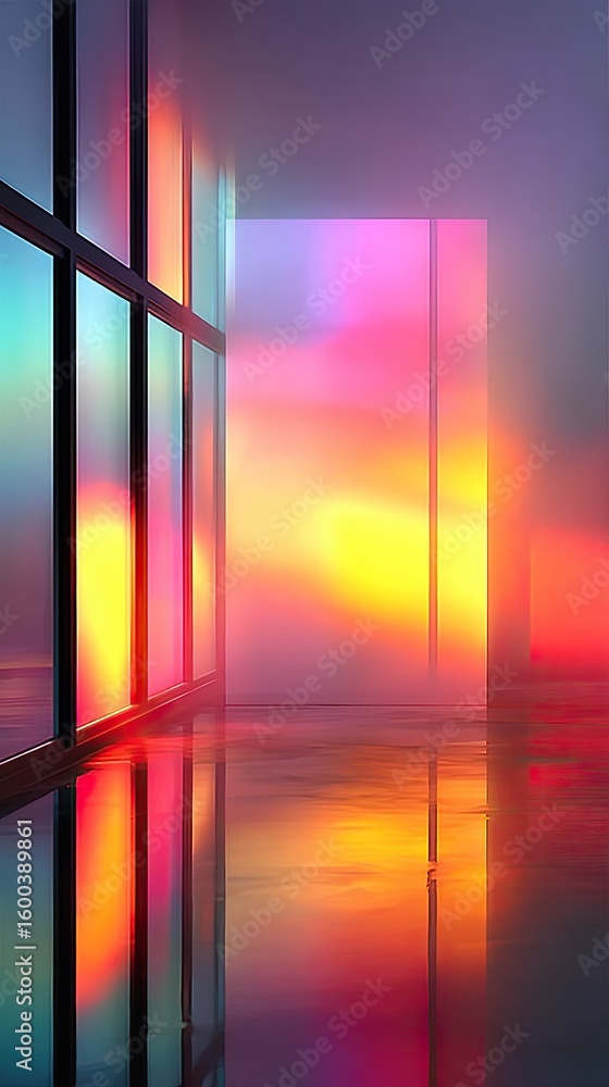 Poster minimalist blurred gradient background with grid and reflections