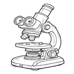 Microscope line art detailed scientific illustration for study