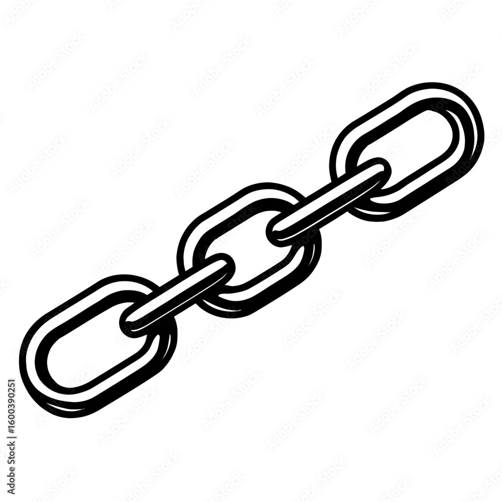 Poster strong chain link line icon - symbol of connection, unity, and security
