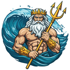 Poseidon God of the Sea with Trident and Crown