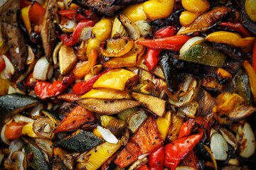 Grilled vegetables with spices and herbs
