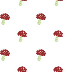 seamless background with mushroom. Kawaii design. 