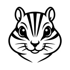 Cute Black and White Chipmunk Head Icon Vector - Adorable Woodland Animal Illustration