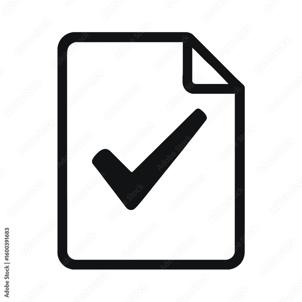 Poster document file with checkmark icon - approved, verified, or complete form