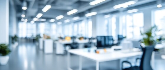 Fototapeta premium Blurred Modern Office Interior: A Serene Workspace