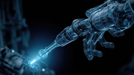 Robotic arm, transparent, working