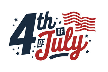 Bold fourth of july typography with american flag and stars