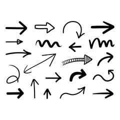 Hand Drawn Arrow Black Icons Set - Directional Doodle Vectors