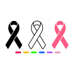 set of Cancer awareness ribbons