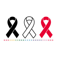 set of Cancer awareness ribbons