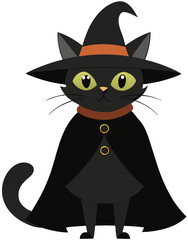 black cat wearing a witch hat black