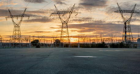 Asphalt square in front of the power plant