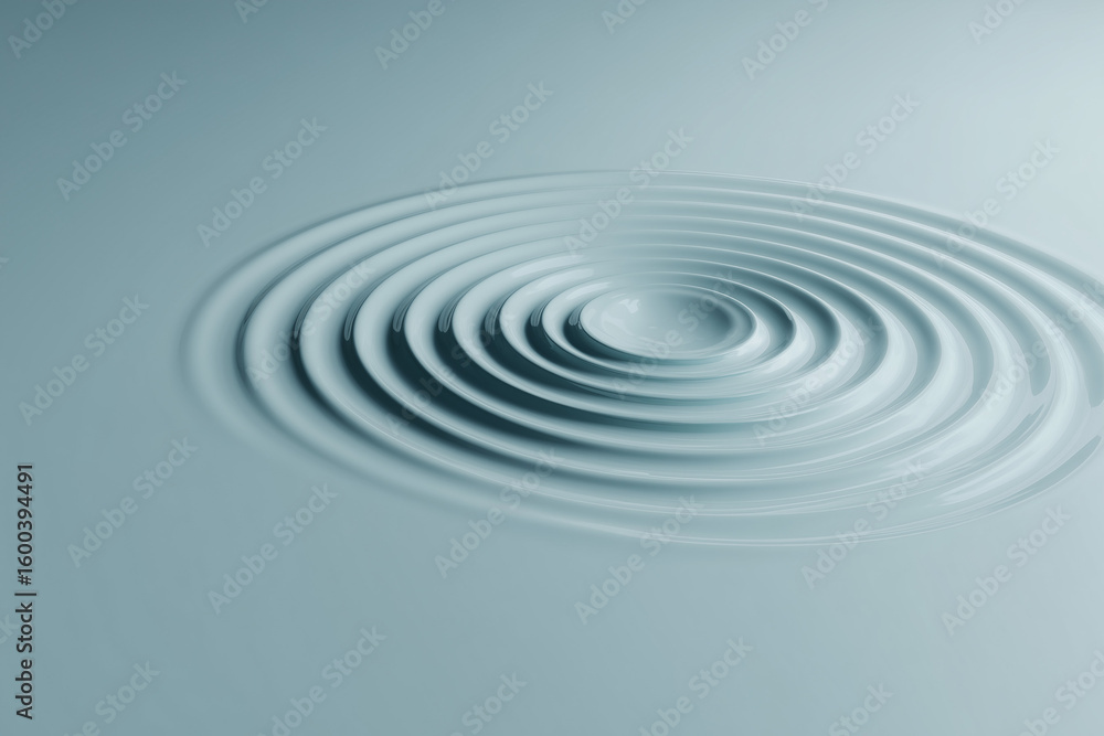 Poster a single ripple forming on a solid matte platform representing emotional disturbance in stillness 3d