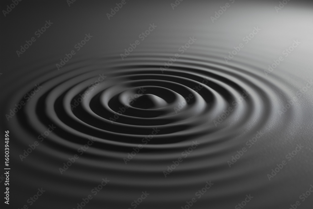 Poster a single ripple forming on a solid matte platform representing emotional disturbance in stillness 3d