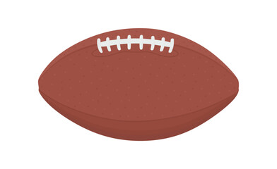 American football gridiron ball. Hand drawn oval ball in sports american football popular sport. Rugby ball in cartoon style isolated on white background. Colored flat vector illustration