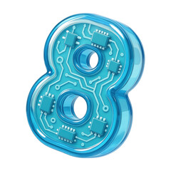 Fototapeta premium PNG Futuristic digital circuit number