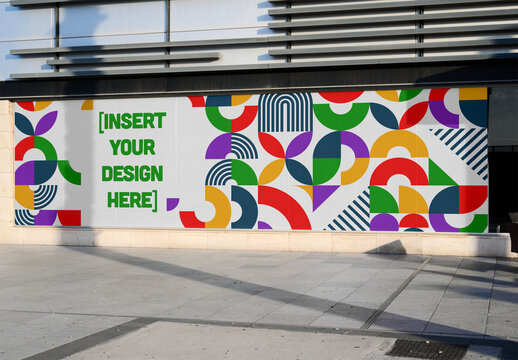 Mockup of Empty storefront Wall in Urban Mall at Barcelona.