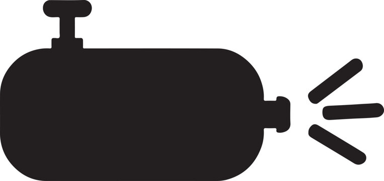 Silhouette vector of gas cylinder leak warning icon, ideal for safety alerts, hazard signs, and industrial labels.